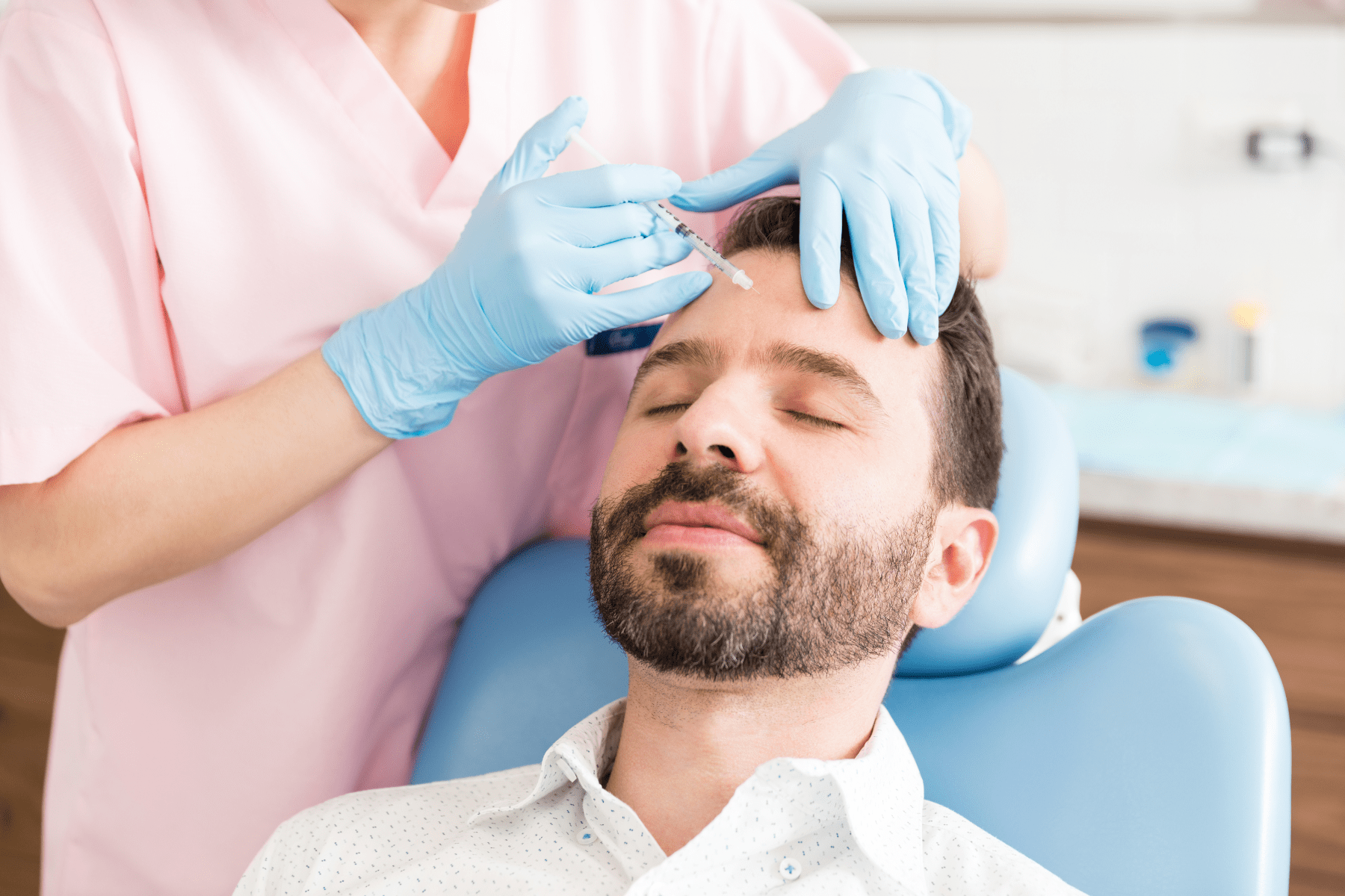 man getting botox
