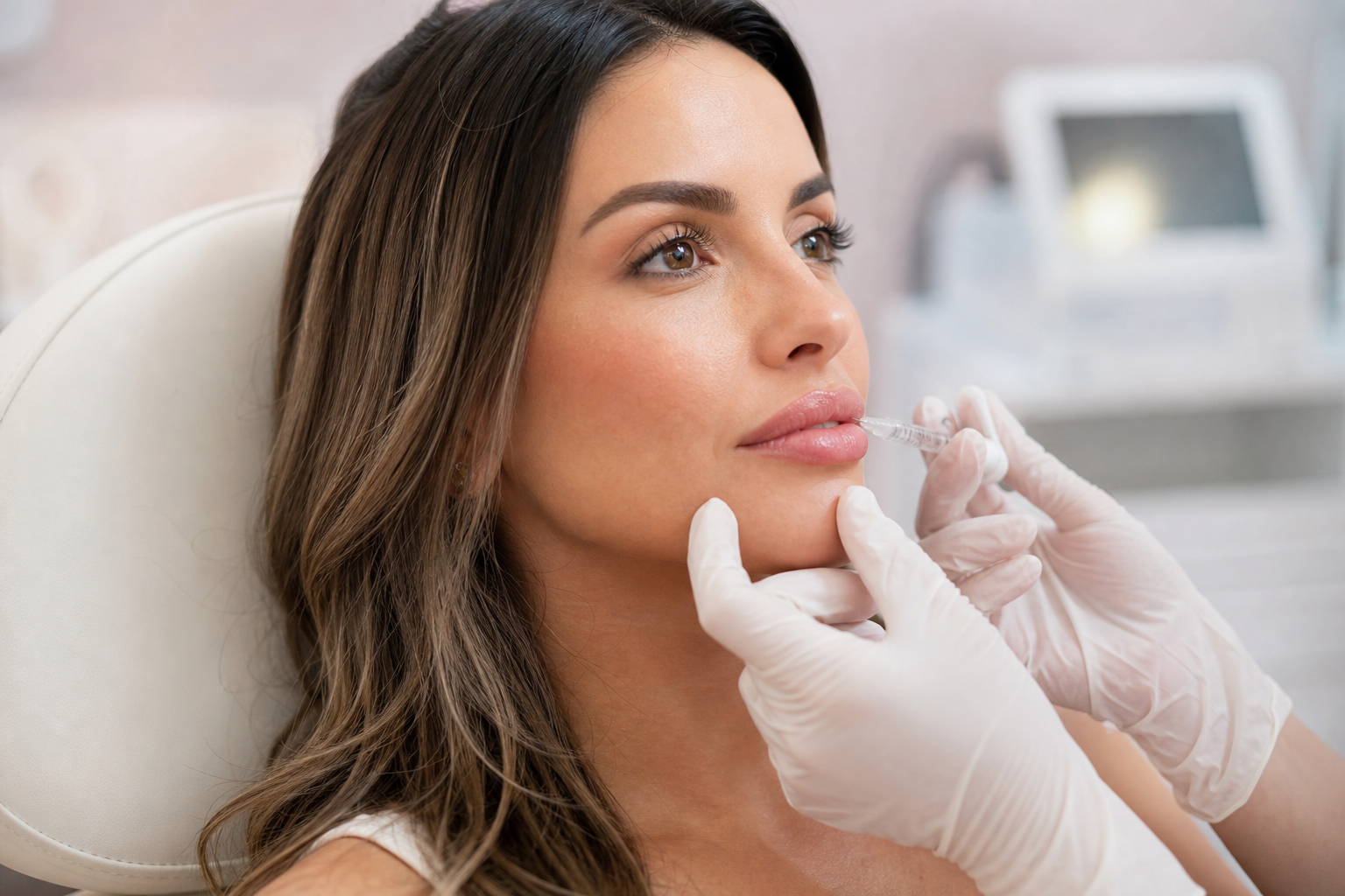 Closeup Of Woman With Lip Injections